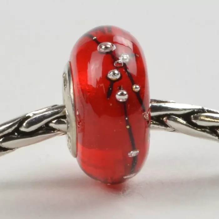 Fenton Art Glass Artisan Crafted Bead - Silver Bells - Sterling Silver Lined