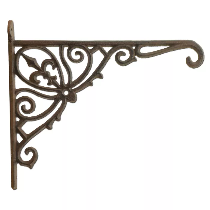 Cast Iron Plant Hanger - Ornate Fleur De Lis - 12" Deep