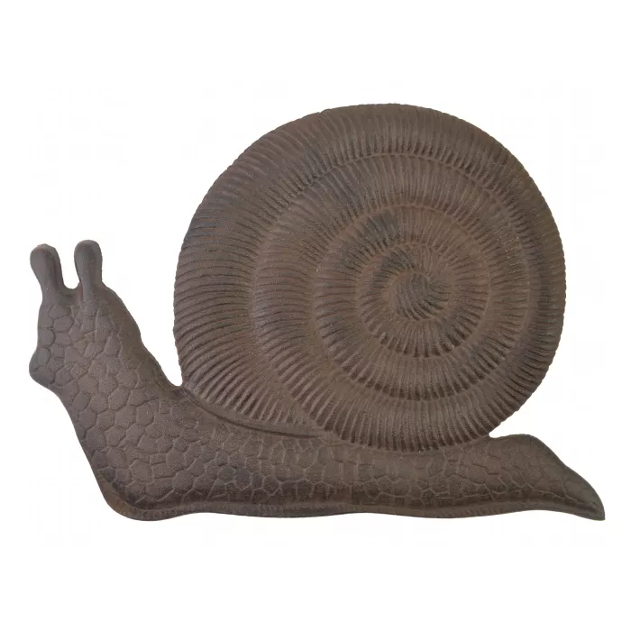 Decorative Snail Stepping Stone - Rust Brown Cast Iron - 14" Long