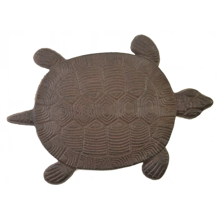 Turtle Stepping Stone - Rust Brown Cast Iron - 13" Long