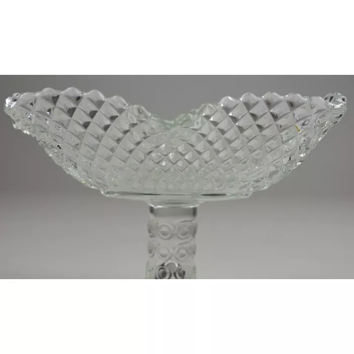 Clear Glass Centerpiece - Diamond Hobnail Pattern - 7" Tall