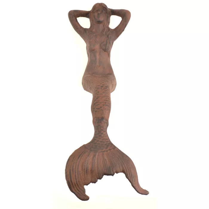 Cast Iron Shelf Sitter - Rust Mermaid Design - 16" Tall