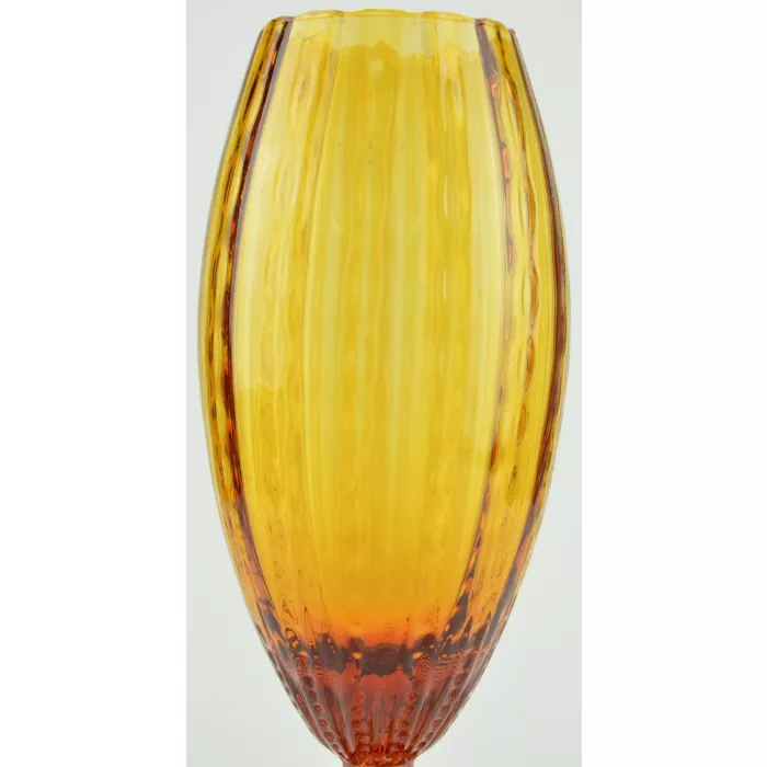 Bravo Stemmed Amber Blown Glass Vase - Made In Italy