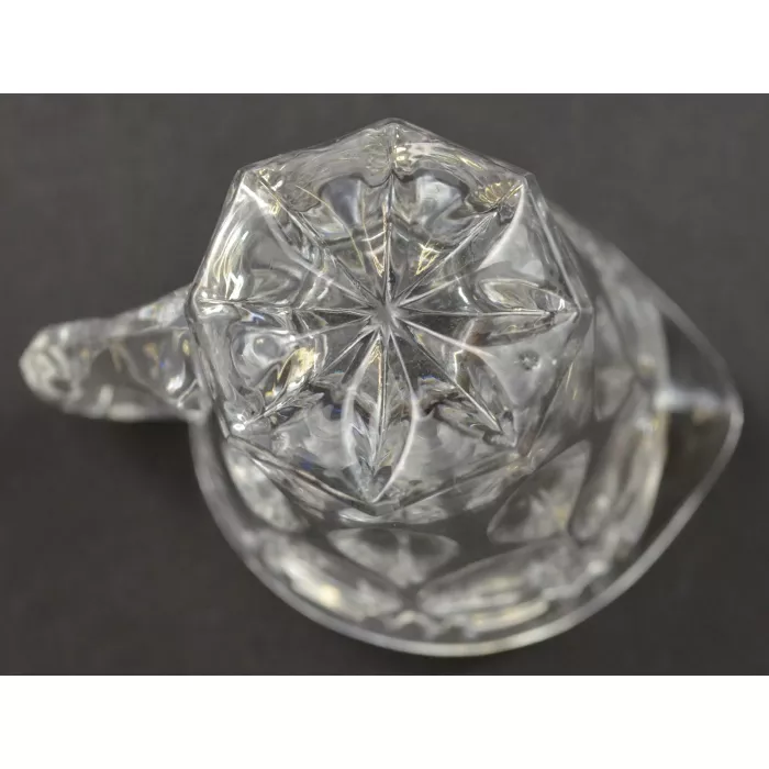 Clear Pressed Glass Circle & Diamond Patterm Mini Cream & Sugar Set