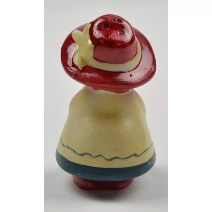 Woman In White Dress And Red Hat Ceramic Pepper Shaker - 3" Tall