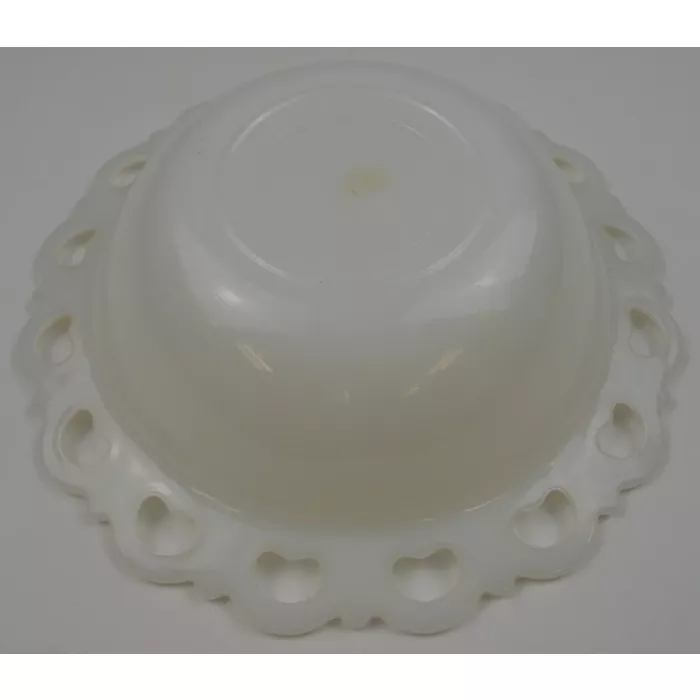 Anchor Hocking Lace Edge Milk Glass Pattern Round Bowl - 9.5" Wide