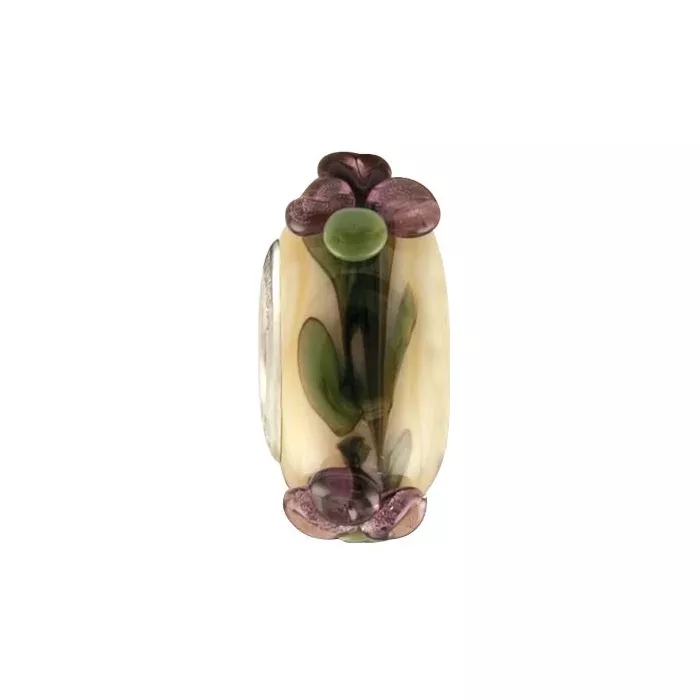 Fenton Art Glass Artisan Crafted Bead - Cactus Flower - Sterling Silver Lined