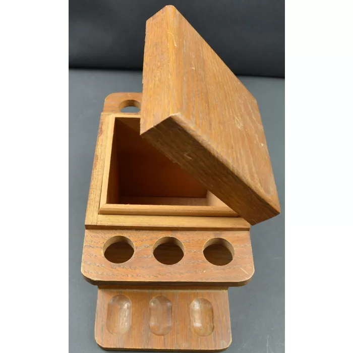 Vintage Aztec Finger Jointed Walnut Pipe Holder - 5.5" Tall