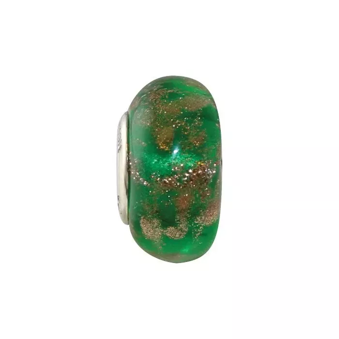 Fenton Art Glass Artisan Crafted Glass Bead Emerald City - Sterling Silver Lined