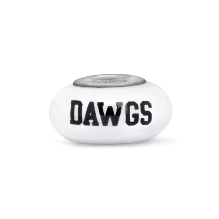 Fenton Milk Glass Collegiate Bead - Georgia Dawgs - Sterling Silver Lined