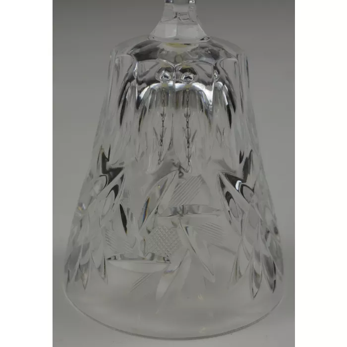 Clear Cut Glass Etched Bell - 7.25" Tall