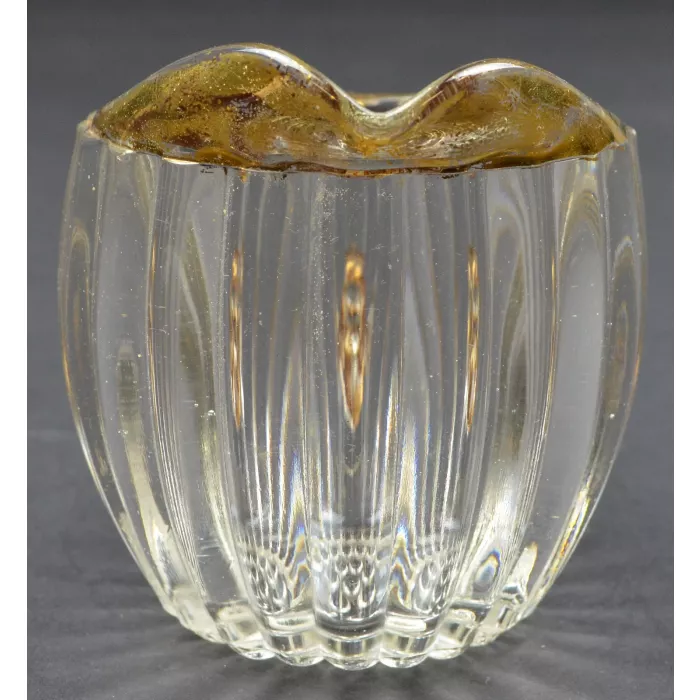 Jeannette Glass Creamer - National Pattern With Gold Accents