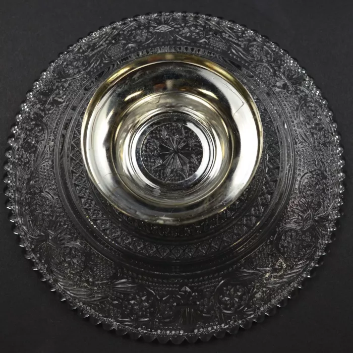 Clear Glass Fleur De Lis Pattern Candy / Nut Dish - 5.75" Wide