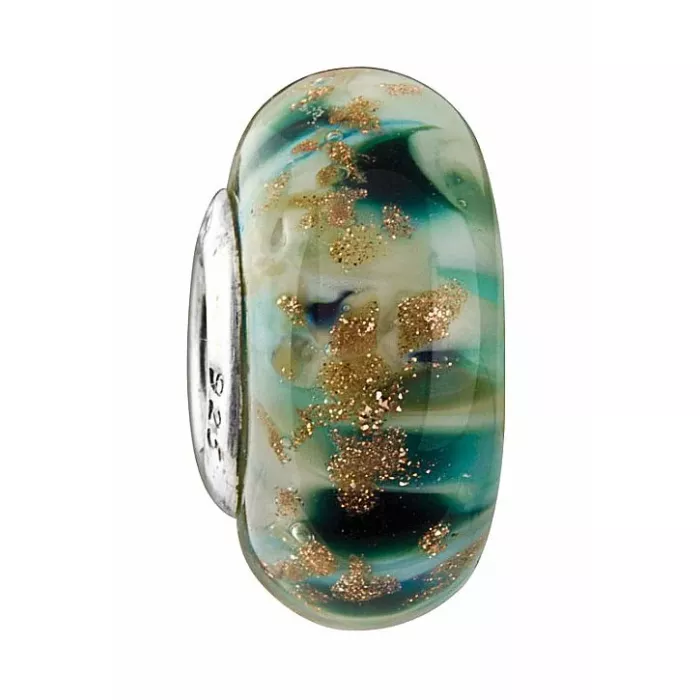 Fenton Art Glass Vasa Murrhina Bead - Glistening Shores - Sterling Silver Core