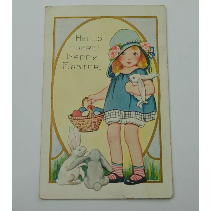 Vintage Postcard - Hello There! Happy Easter - Early 1900's