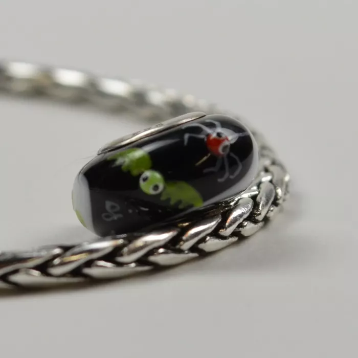Fenton Art Glass Artisan Crafted Glass Bead - Boootiful - Sterling Silver Lined