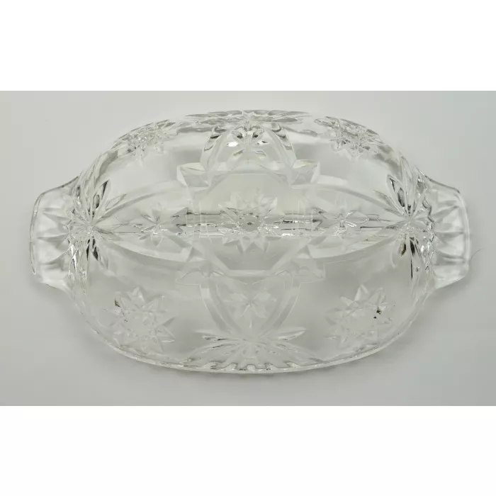 Anchor Hocking Glass - Prescut Clear Pattern - Two Part Relish Dish