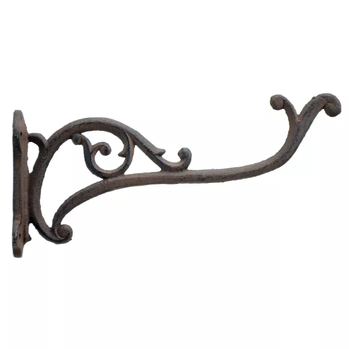 Decorative Plant Hanger - Curly Vine - Brown Cast Iron - 10" Deep