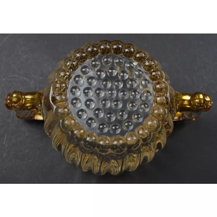 Jeannette Glass Open Sugar - National Pattern With Gold Accents