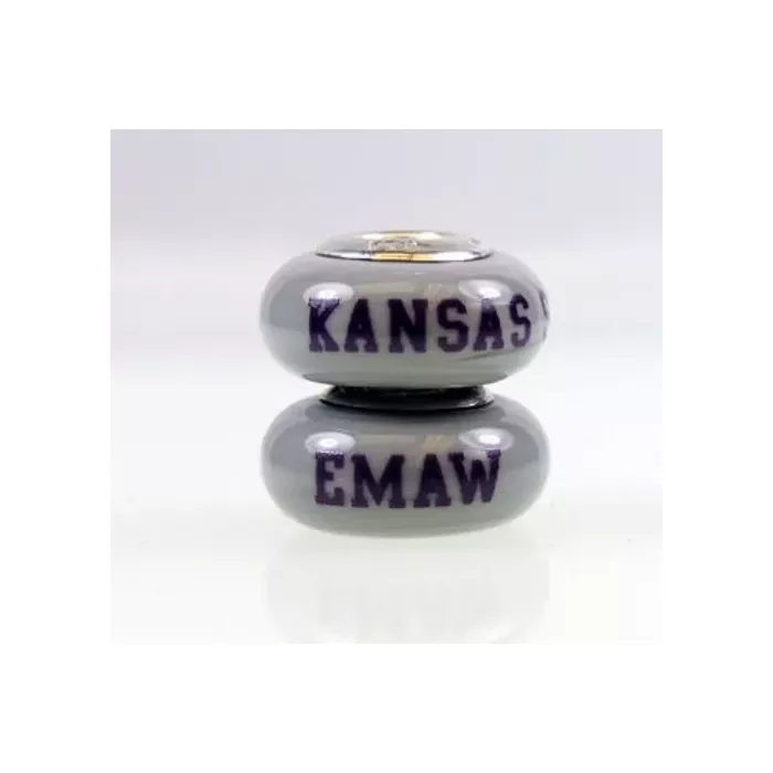 Fenton Milk Glass Collegiate Bead - Kansas State "EMAW" - Sterling Silver Line