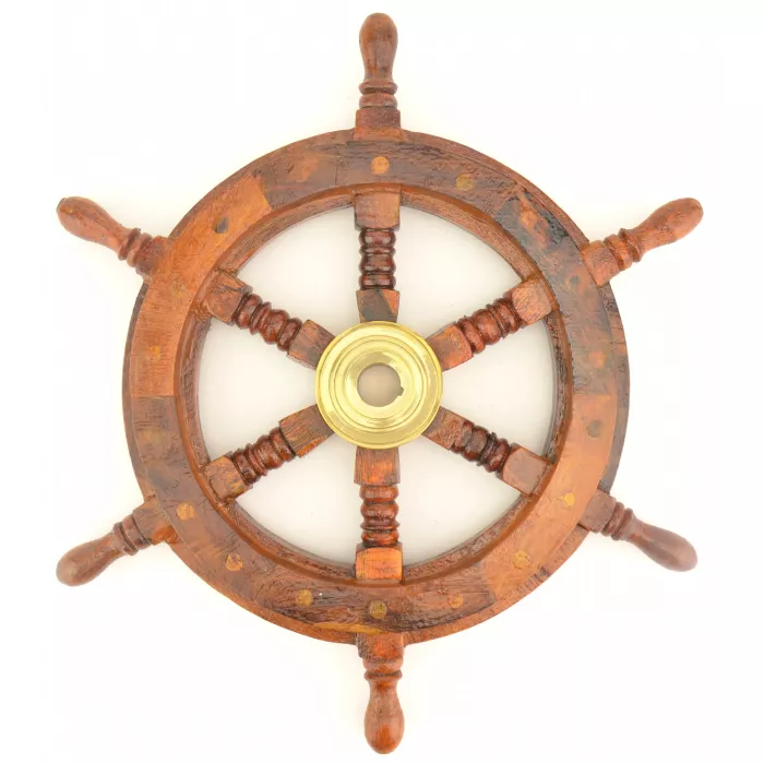 Decorative Wall Hanging - Wooden Ship Wheel - 12 3/4" Wide