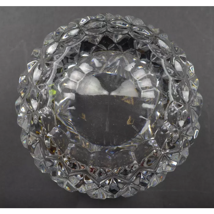 Lead Crystal Flower Shaped Candle Votive / Vase - Cut Fan & Diamond Pattern