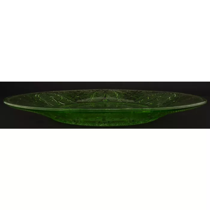 Tiara Crystal - Sandwich Light Green Pattern - Dinner Plate - 10.25" Wide