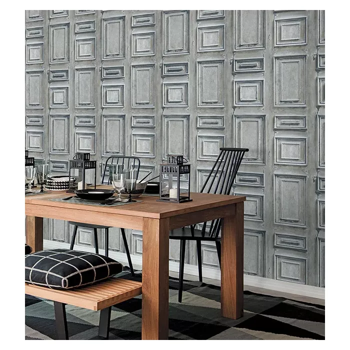 Wood Panel Wallpaper Cream, Blue, Grey Norwall Wallcovering LL36214