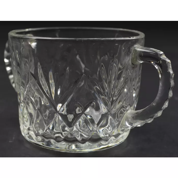 Anchor Hocking Glass Open Sugar - Prescut Pineapple Clear Pattern - 3" Tall
