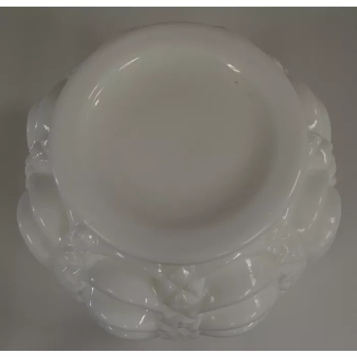 Vinage Milk Glass Rose Bowl - Drape Pattern - 4.25" Tall