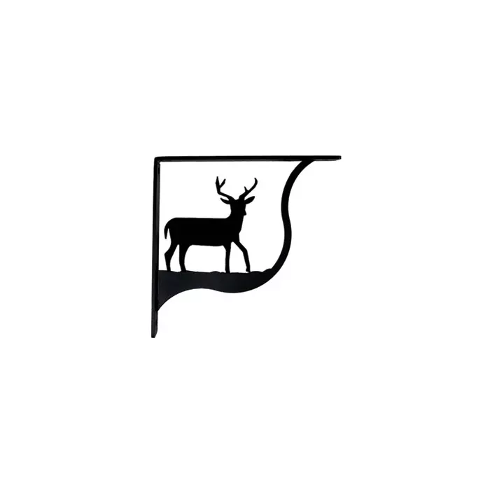 Wall Shelf Bracket Pair Of 2 - Deer Pattern - Wrought Iron - 7.25" Long