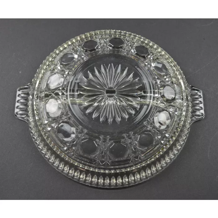 Federal Glass - Windsor Clear Pattern - Two Part Relish Dish - 8.375"