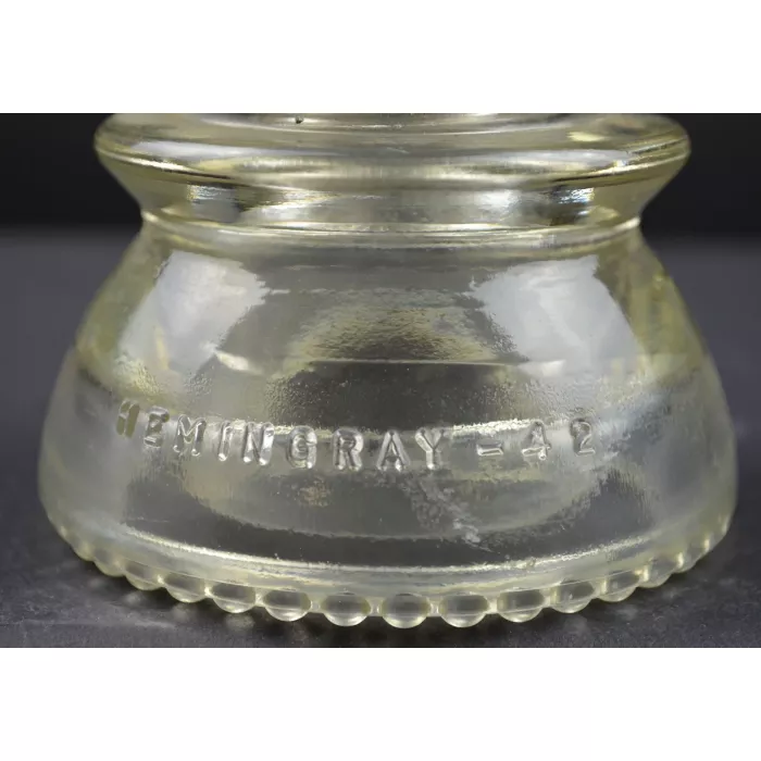Vintage Hemingray No. 42 Clear Glass Insulator - 11-52 - 4" Tall