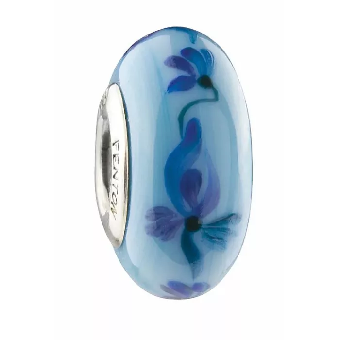 Fenton Art Glass Bead - Ribbons in the Breeze - Sterling Silver Core