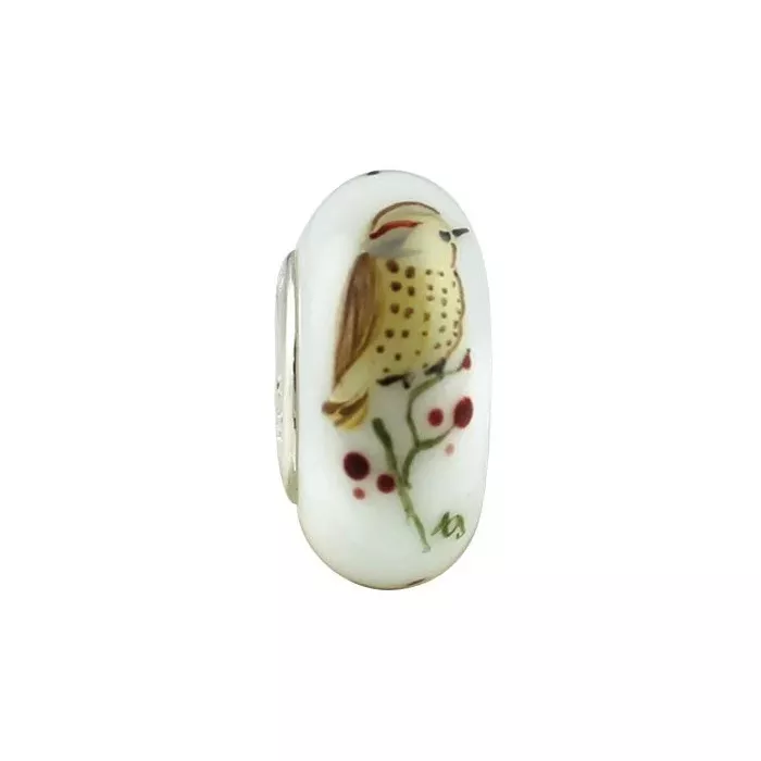 Fenton Art Glass Artisan Crafted Bead - Yellowhammer - Sterling Silver Lined