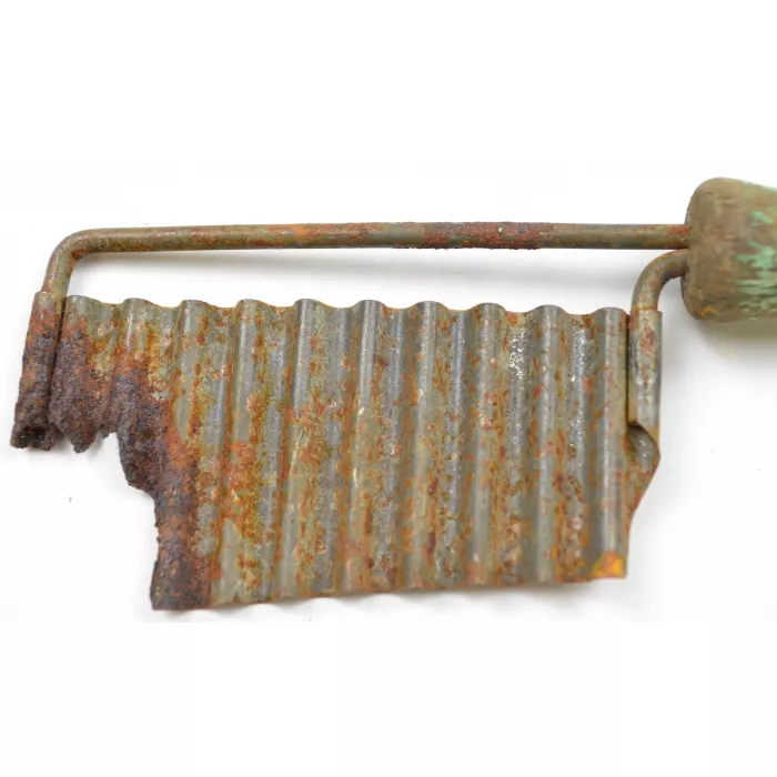 Vintage Metal Potato Slicer With Green Wood Handle