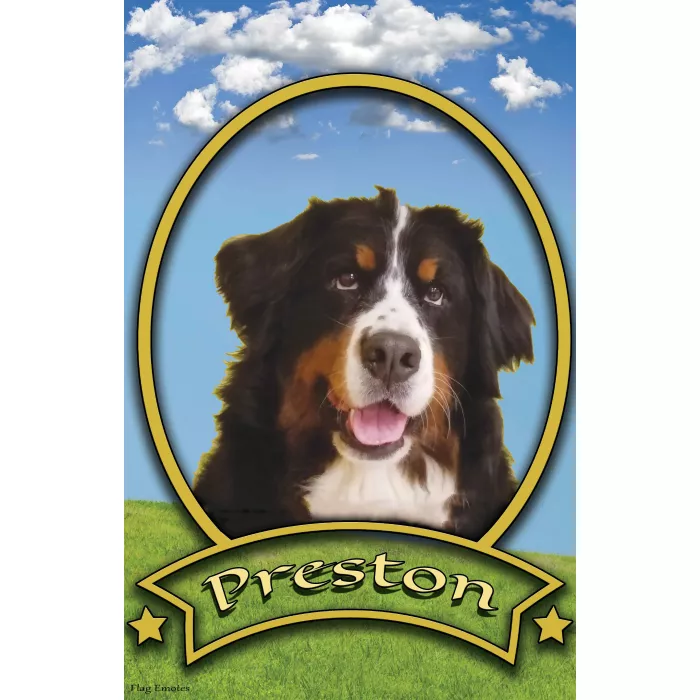 Flag Emotes - Double Sided Garden Flag - Custom Dog Picture - Countryside Scene