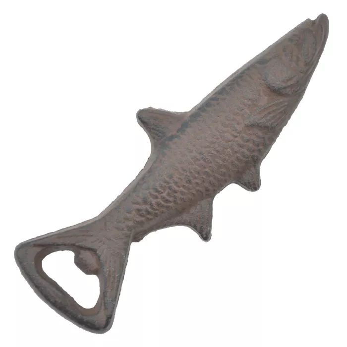 Fish Bottle Opener - Distressed Brown Cast Iron - 7" Long