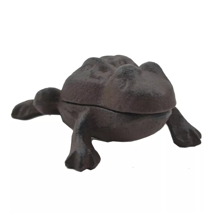 Frog Hide A Key Box - Distressed Brown Cast Iron