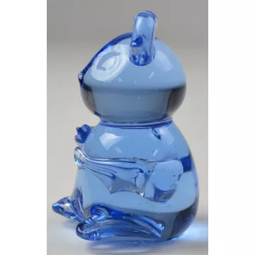 Blue Art Glass Mouse Figurine / Paperweight - 3.25 Tall