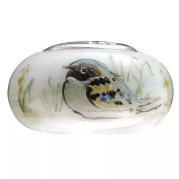 Fenton Art Glass Artisan Crafted Bead - Whipperwill - Sterling Silver Lined