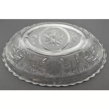 Anchor Hocking Glass - Sandwich Clear Pattern - Oval Bowl - 8.5