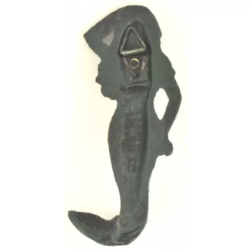 Cast Iron Wall Hook - Green Mermaid Design - 6 Tall