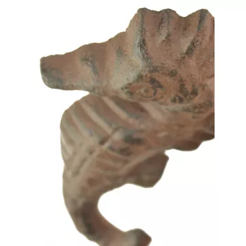Cast Iron Wall Hook - Rust Seahorse Design - 5.5 Tall