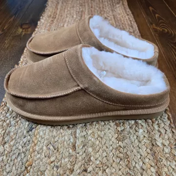 Dearfoams Men's Lith Moc Toe Clog Slippers Shearling Sz 11