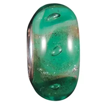Fenton Art Glass Vasa Murrhina Bead - Caribbean Lagoon - Sterling Silver Lined