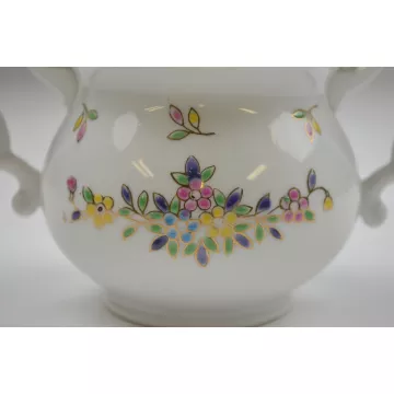 Hunt Hallmark Hand Decorated Floral Pattern Lidded Sugar Bowl - 4.5 Tall