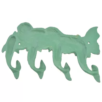Cast Iron Wall Hook Rack - Mermaid & Dolphins - 7.25 Wide