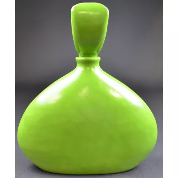 Hand Made & Painted Green Floral Pattern Decanter With Horn Style Stopper