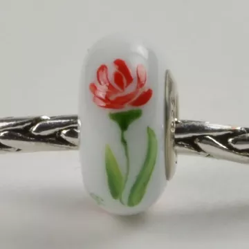 Fenton Art Glass Artisan Crafted Bead - Alpha Chi Omega - Sterling Silver Lined